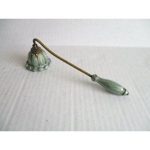 *Elegant Candle Snuffer Brass Handle Sea Green Enamel with Rhinestone Ac…